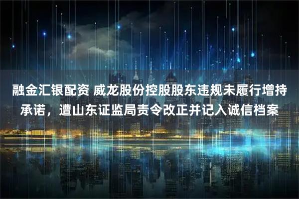 融金汇银配资 威龙股份控股股东违规未履行增持承诺，遭山东证监局责令改正并记入诚信档案